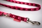 Preview: Hundeleine Pfötchen 2m 3fach bis 4,8m 5fach verstellbar *Bordeaux-Rosa*