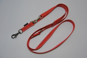 Hundeleine 2 m 3fach bis 4,8 m 5fach verstellbar *ROT mit Reflektorstreifen*