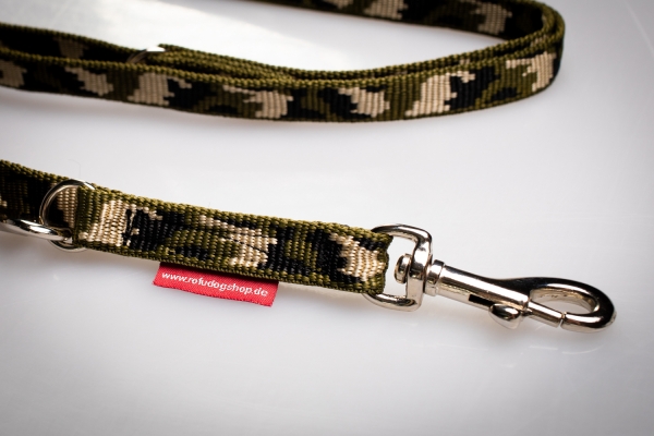 Hundeleine Camouflage 2m 3fach bis 4,8m 5fach verstellbar *Schwarz-Oliv*