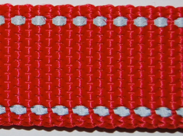 Hundeleine 2 m 3fach bis 4,8 m 5fach verstellbar *ROT mit Reflektorstreifen*